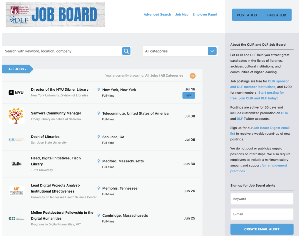 Screenshot of CLIRDLF Job Board