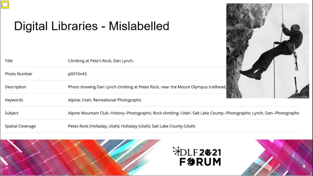screenshot of slide titled Digital Libraries - Mislabelled