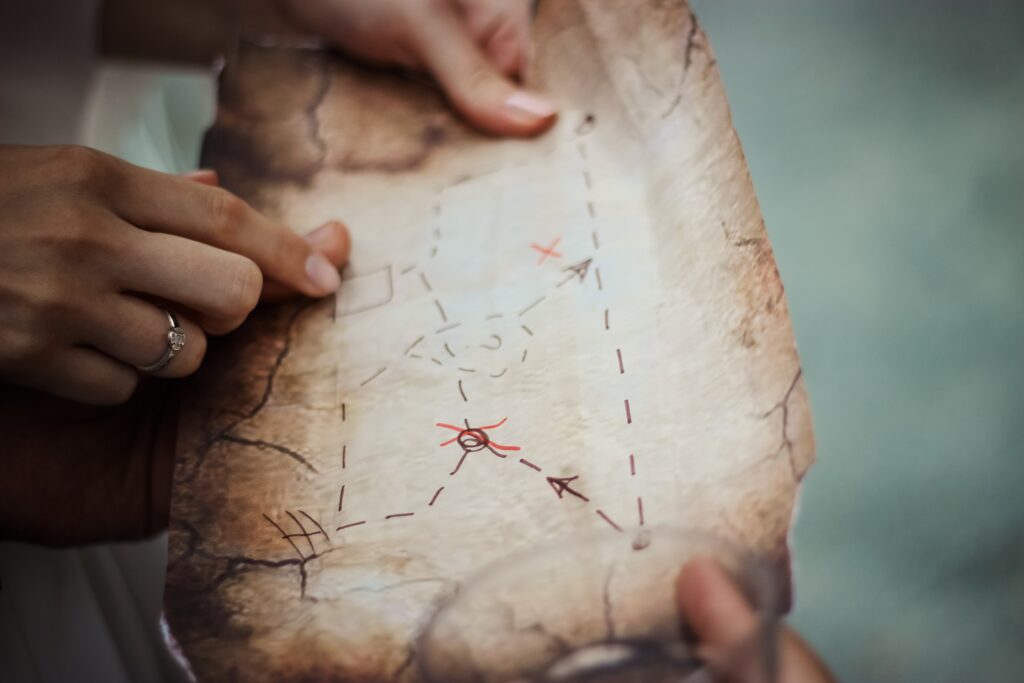 Person holding browned map