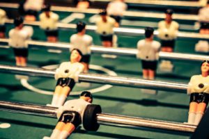 close up photography of foosball table